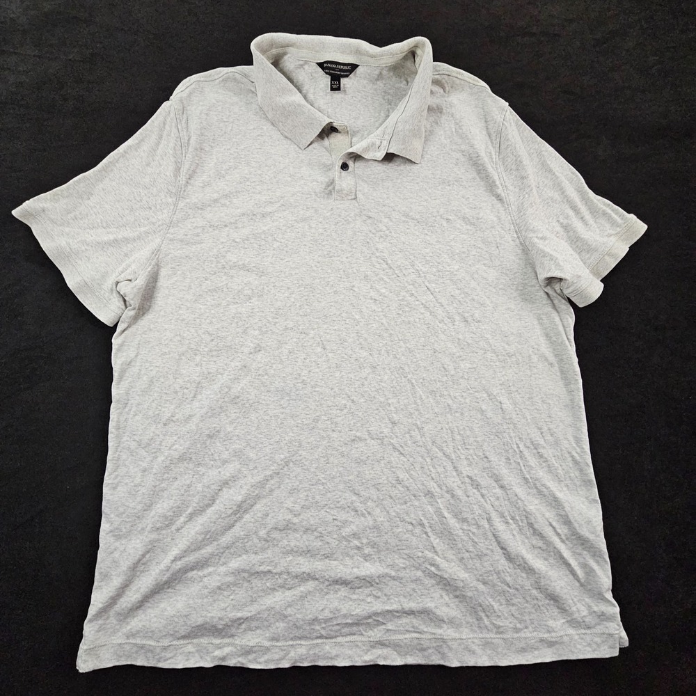 Banana Republic Luxe Touch Ivory Short Sleeve Cotton Polo Shirt Men's 2XL